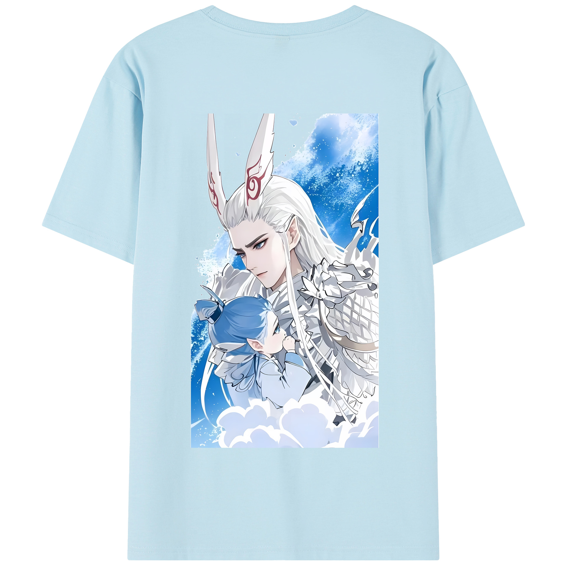 （画像用） Ne Zha 2 ナタ 魔童の大暴れ 綿100％半袖Tシャツ（背面プリント）